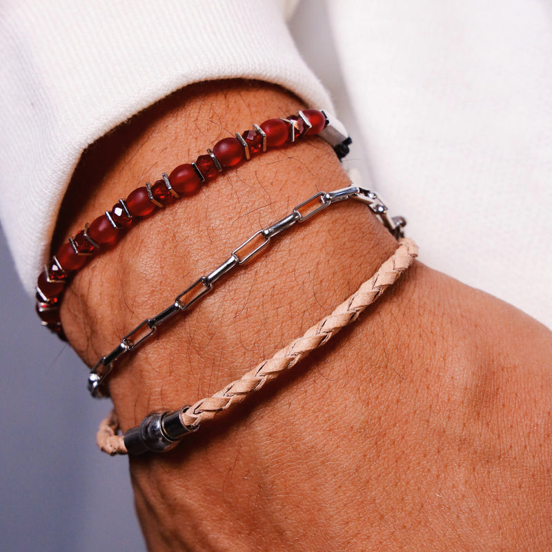 Mix de Pulseiras: Couro Palla | Catena | Rouge - Verzo Acessorios - Pulseira